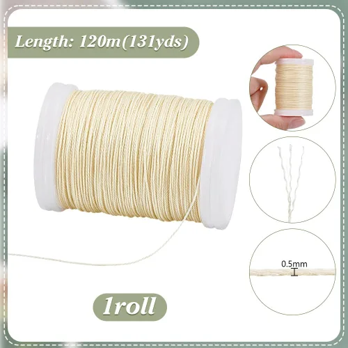 Miniatura 4 de PH PandaHall Cordón encerado de 0.020 in, cuerda encerada de 131 yardas, hilo de poliéster, cuerda de cera para pulseras, collares, joyas