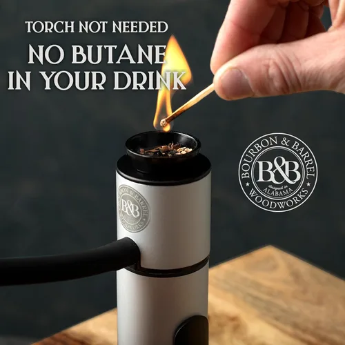 Miniatura 4 de BOURBON & BARREL Kit para Ahumar Cócteles Elaborado con Madera de Nogal Kit para Ahumar Whisky con Ahumador Instantáneo, Caja para Ahumar, Caja