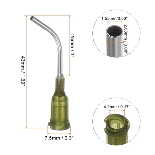 Miniatura 2 de HARFINGTON 12 piezas de agujas dispensadoras de punta roma, calibre 14, puntas dispensadoras curvadas a 45 grados, 1 pulgada de ángulo