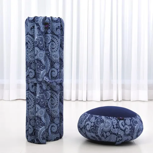 Miniatura 5 de Leewadee Juego de cojines de meditación: 1 almohada redonda de meditación Zafu y 1 alfombrilla de meditación Zabuton cuadrada enrollable, paquete