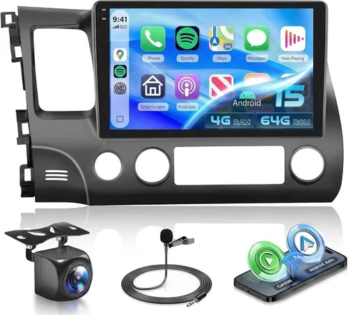 Miniatura 10 de Estéreo de coche 2G+32G para Honda Civic 2006 2007 2008 2009 2010 2011 con Carplay inalámbrico Android Auto, radio de coche Android de pantalla