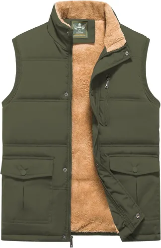 Miniatura 30 de XinYangNi Chaleco de invierno con forro polar para hombre, chaqueta de burbujas cálida e informal