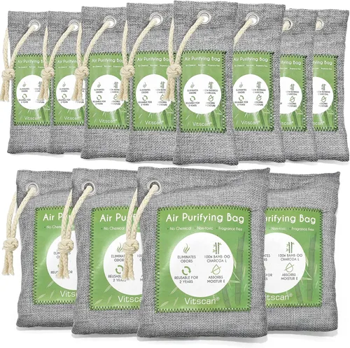 Miniatura 3 de Paquete de 24 bolsas purificadoras de aire de carbón de bambú, bolsas de carbón activado, absorbente de olores, absorbente de humedad, ambientador