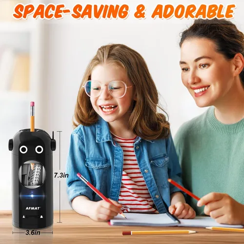 Miniatura 6 de AFMAT - Sacapuntas eléctrico para lápices de colores 7-11.5mm, sacapuntas robot totalmente automático, entrada y salida automática, recargable sin