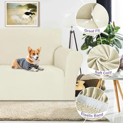 Miniatura 3 de ZNSAYOTX Funda súper elástica para silla (30"-47"), nuevas fundas de silla a rayas para sala de estar, aptas para perros y mascotas, protector