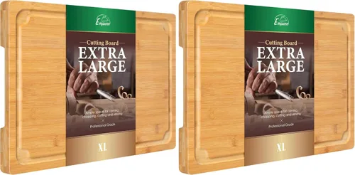 Miniatura 9 de Tabla de Cortar 2XLarge, Tablas de Cortar de Bambú de 20" para Cocina con Ranura para Jugo y Asas, Tabla de Cortar de Cocina para Carne, Tabla