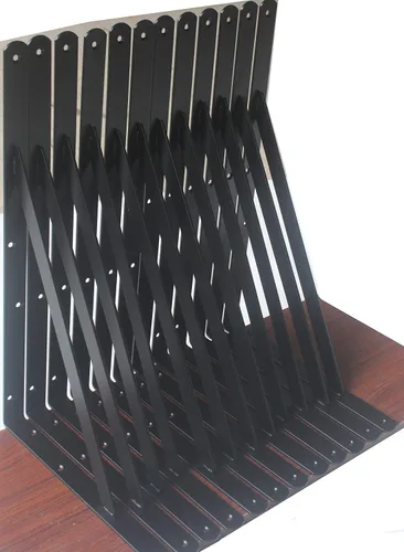 Paquete de 12 soportes de estante resistentes negros de 22 pulgadas de largo x 12 pulgadas de alto con tornillos, soportes de estante de metal,