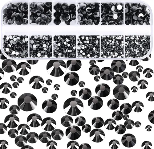 Miniatura 15 de Dowarm 2650 diamantes de imitación de cristal con parte trasera plana, 6 tamaños de 0.059 in a 0.256 in, cristales de parte trasera plana