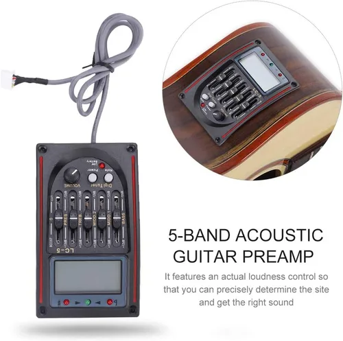 Miniatura 3 de Pasamer - Afinador de pasamer, Pickup Lcd de 5 bandas para guitarra acústica preamplificador ecualizador Lc-5 ecualizador sintonizador