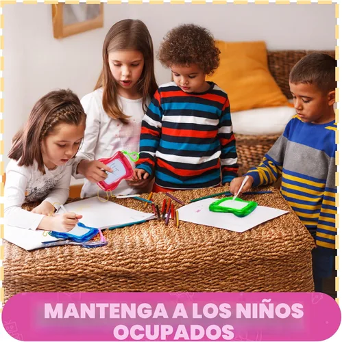 Miniatura 6 de Bedwina Mini Pizarra Magnética de Dibujo para Niños - (Paquete de 6) Tableros de Dibujo con Clip para Llavero de Mochila, Bloc Borrable