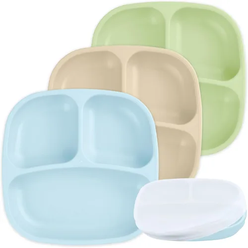 Miniatura 21 de Re-Play Platos para niños pequeños con divisores, 3 compartimentos de pared profunda, platos divididos para niños con 3 tapas, aptos