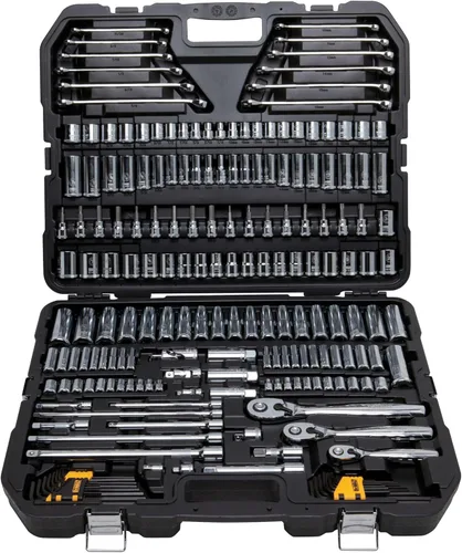Miniatura 4 de DEWALT Kit de herramientas mecánicas y juego de llaves, juego de herramientas Dewalt de 204 piezas, encastre de 1/4", 3/8" y 1/2", llaves