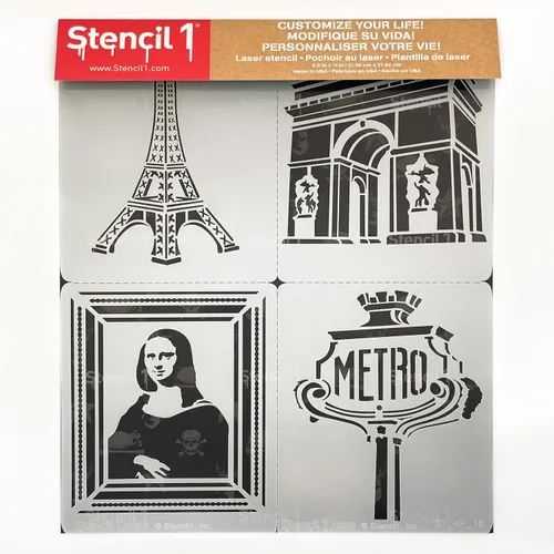Miniatura 4 de Stencil1 Paris - Juego de 4 plantillas reutilizables de calidad atractiva y duradera para pintar, crea manualidades y decoración, decoración