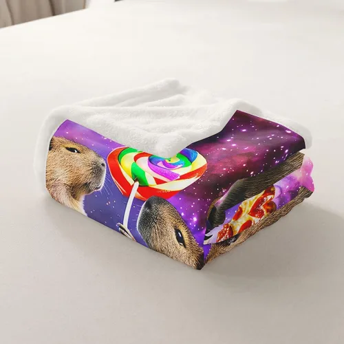 Miniatura 5 de Erosebridal Manta de Capybara de dibujos animados de 40 x 50 pulgadas para niños, bonita manta de vellón marrón Capybaras para niños y niñas, manta