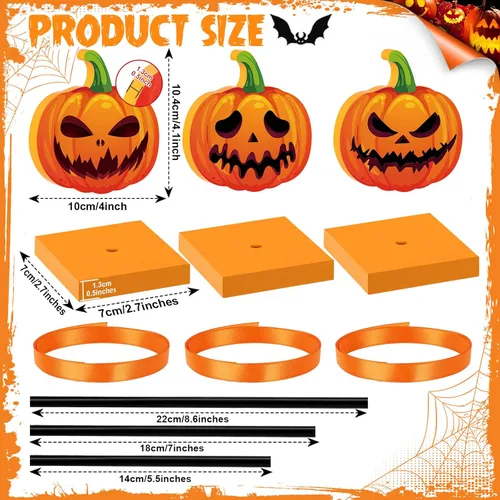 Miniatura 4 de 3 piezas de decoración de bandeja escalonada de Halloween, calabaza de madera, decoración de Halloween, letrero aterrador para interiores