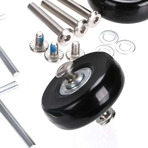 Miniatura 7 de OwnMy Juego de 4 ruedas de repuesto para maletas de equipaje, ruedas giratorias de goma de 1.969 x 0.709 in, kits de reparación (negro)