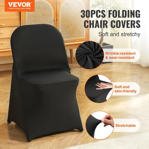 Miniatura 160 de VEVOR 150 fundas blancas para sillas de poliéster y elastano, fundas elásticas para bodas, fiestas, comedor, banquetes, sin pinzas, 150