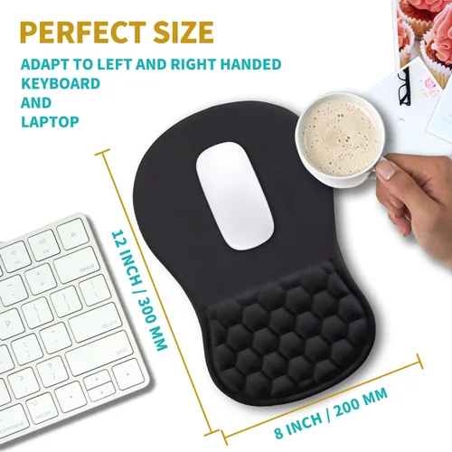 Miniatura 3 de Hokafenle Alfombrilla ergonómica para mouse con soporte de muñeca, reposamuñecas para aliviar el dolor del túnel carpiano, con espuma viscoelástica