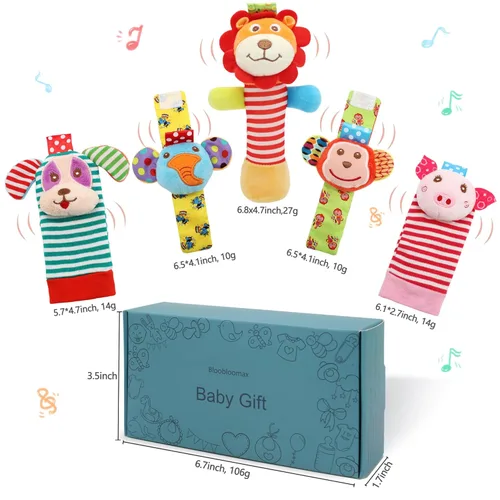 Miniatura 6 de Bloobloomax- Sonajeros para muñeca y calcetines sonajeros de pie buscadores para bebé, juguete de sonajero, sonajero pulsera para mano o brazo