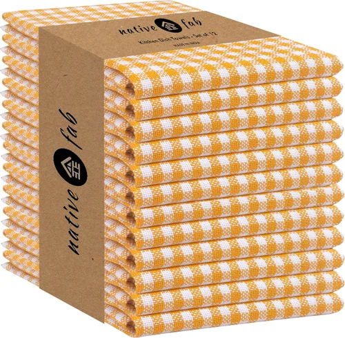 Miniatura 16 de Native Fab Paquete de 12 toallas de cocina a cuadros a cuadros, de algodón, duradero, lavable, de 16 x 26 pulgadas, paños de cocina, suaves y Gris