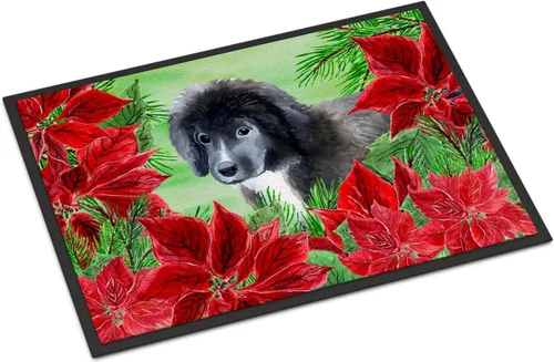 Miniatura 175 de Caroline's Treasures CK1311MAT Cavalier Spaniel Poinsettas - Felpudo de 18 x 27 pulgadas, tapete para puerta delantera, interior y exterior