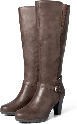 Miniatura 2 de mysoft Women's Knee High Boots Chunky Heel Boots with Zipper