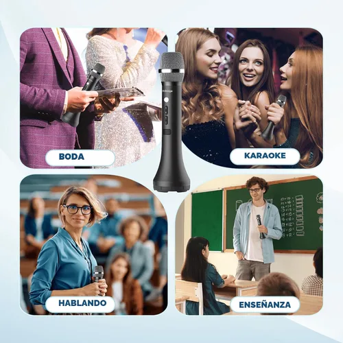 Miniatura 5 de Amplificador de voz inalámbrico Bluetooth, micrófono profesional inteligente con cancelación de ruido, micrófono de mano/escritorio de 15W con 3
