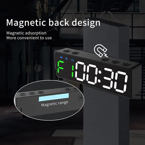 Miniatura 5 de Cronómetro de gimnasio, mini temporizador de gimnasio, cronómetro recargable, reloj portátil de cuenta regresiva/hacia arriba con parte trasera