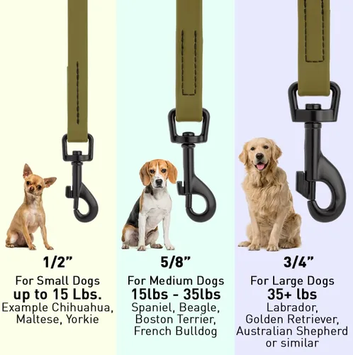 Miniatura 3 de Dogline Biothane - Correa impermeable para perro, correa de nailon tejido con revestimiento fuerte, con herrajes negros, a prueba de olores, fácil