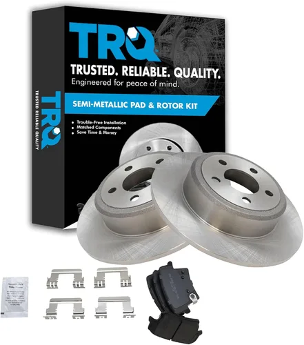 Miniatura 80 de TRQ Juego de pastillas de freno semimetálicas traseras y rotores compatibles con Chevrolet Trailblazer 02-06 Trailblazer EXT 04-06 SSR 02-07 GMC