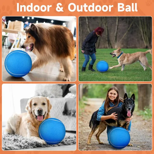 Miniatura 6 de QDAN Pelota de tenis gigante grande para perros: pelota grande de 9.5 pulgadas para perros para jugar al aire libre, pelotas de tenis grandes