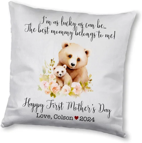 Miniatura 15 de Mother's Day Bear, First Mother's Day Custom Pillowcase, Personalized Mother's Day Pillowcase, Gift for Mom, Home Decor