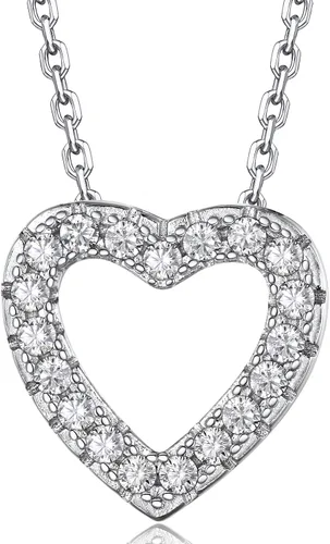 MomentWish Collar de corazón para mujer, collares de moissanita para mujer, color D, VVS1, collar de corazón de plata de ley 925 con diamantes de