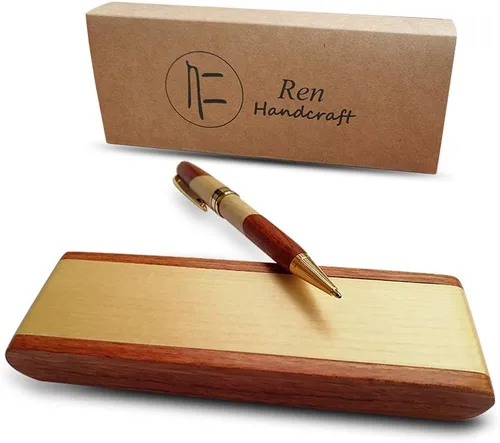 Miniatura 2 de Renawe - Set de bolígrafo con caja de madera para exhibición del bolígrafo de gel y tinta de repuesto