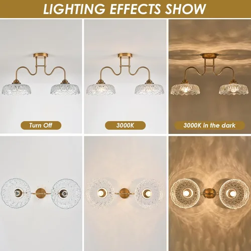 Miniatura 4 de HDDFL Glass Chandelier Ceiling Pendant Lighting Fixture 2 Lights Hanging Lamp for Bedroom Living Room Mater Room Hallway