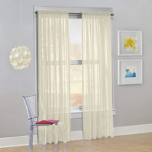 Miniatura 10 de Decotex - Juego de 2 cortinas transparentes de gasa para ventana. Rosa claro