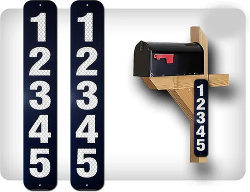 Miniatura 19 de Curb N Sign - Placas de números para buzón – 3 x 10 pulgadas hechas de aluminio reflectante de alta calidad – Números de buzón súper reflectantes