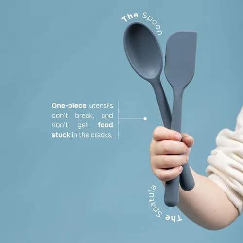 Miniatura 3 de Tampoco Real Kids - Juego de cocina y hornear – Herramientas de cocina Montessori para cocinar de verdad con utensilios de silicona aptos para Azul