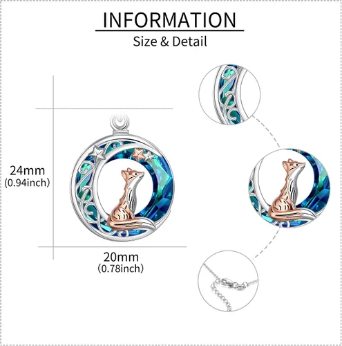 Miniatura 4 de CUPENDA Collar de plata de ley con colgante de zorroserpienteunicorniobúho en la lunaconejocaballo, joyería de regalo para mujeres, mamá, hermana