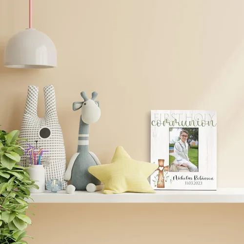 Miniatura 9 de Regalos de primera comunión para niños y niñas, marco de fotos personalizado de la primera comunión con nombre y fecha, 2 orientaciones para fotos