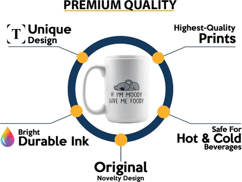 Miniatura 3 de Taza de café Lazy Animal de 15 onzas, color blanco -If I'm Moody Give Me Foody - Funny Lazy Friends About Koala Cute Animal Pet Keeper Amistad Food