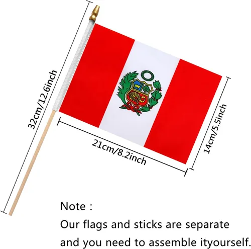 Miniatura 2 de TSMD Mini banderas de mano con bandera peruana, 5 x 8 pulgadas, paquete de 12