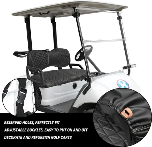 Miniatura 4 de XUANYUDG0769 Fundas de Asiento Delantero y Trasero para Carrito de Golf para EZGO TXT/RXV Club Car DS/Precedent Yamaha G29, Hechas de Vinilo