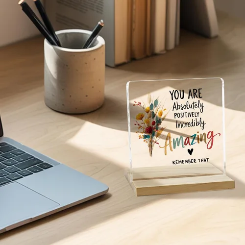 Miniatura 2 de Regalos de aliento para mujeres, señal decorativa, placa acrílica "You Are Amazing", señal "You Are Loved" de JAXXERO