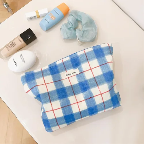 Miniatura 5 de Wudygirl Bolsa de maquillaje de lona para mujer, organizador estético de maquillaje, bolsa de maquillaje de viaje, bolsa de aseo para bolso, bolsa