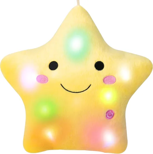 Miniatura 14 de Almohada de estrella brillante de 13.8 pulgadas, almohada de felpa de estrella LED con luces nocturnas coloridas, juguete de estrella suave y Azul