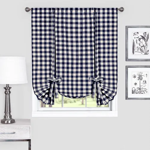 Miniatura 6 de Achim Home Furnishings - Cortina de ventana a cuadros de un solo paño, 42 x 63 pulgadas, blanca y negra
