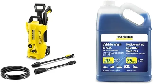 Kärcher 1700 PSI K 2 - Paquete de lavadora eléctrica a presión con manguera de 26 pies, 2 varitas de pulverización, detergente para vehículos y cera