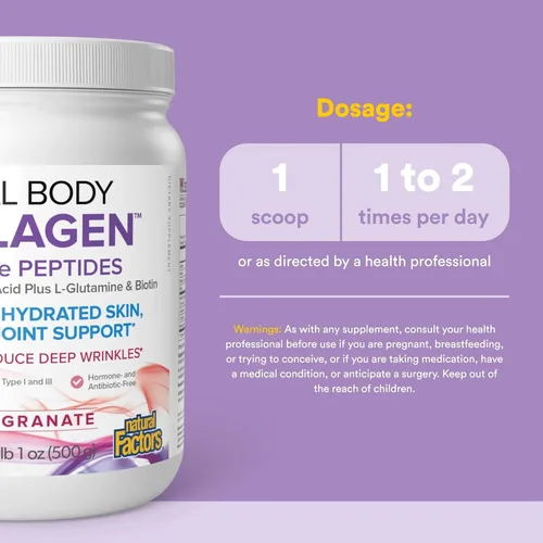 Miniatura 3 de Natural Factors Total Body Collagen - Suplemento de colágeno bioactivo para el apoyo al crecimiento del cabello y las uñas - Suplemento para la piel