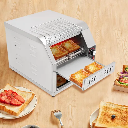 Miniatura 3 de Tostadora transportadora comercial de 300 rebanadas/hora, 1900 W 110 V, mini tostadora industrial con 7 engranajes para restaurantes y hogares